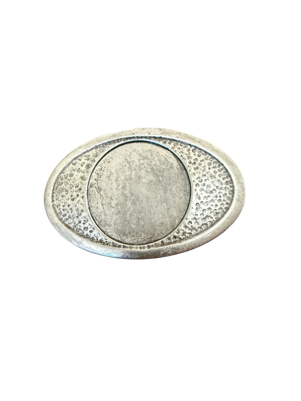 Vintage Silver Tone Oval Hammered Finish Belt Buckle Western Eclectic Jewelry